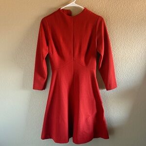 Sears Vintage 70s Elegant Red Long Sleeve Dress